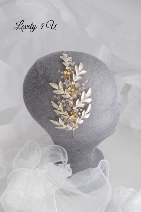 Coronita Swarovski, Coronita mireasa, Tiara mireasa, Diadema mireasa, Accesorii de par mireasa, Accesorii de par pentru mirese, Bijuterii mireasa, Accesori Lovely 4 U, coafuri mireasa 2024, Mireasa2024, Coronita asimetrica, coronita cu frunze, Coronita swarovski [5]