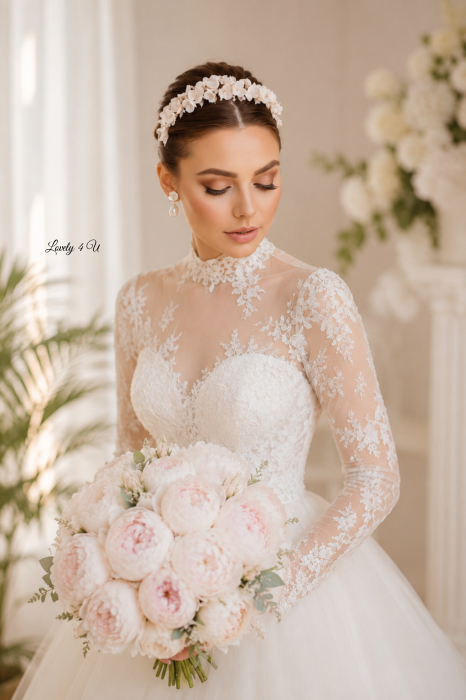 Accesorii par mireasa, Accesorii Luvely 4 U, CORONITA CU FLORI, TIARA CU FLORI, TIARA MIREASA, CORONITA MIREASA AURIE, CORONITA MIREASA SWAROVSKI Bijuterii par mireasa, [3]