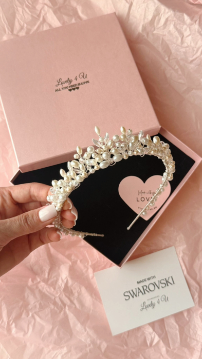Coroniță mireasă cu perle și cristale si elemente Swarovski® IOLANDA - coronita handmade [2]
