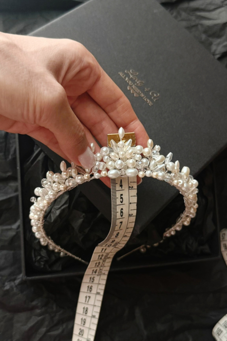 Coroniță mireasă cu perle și cristale si elemente Swarovski® IOLANDA - coronita handmade [4]