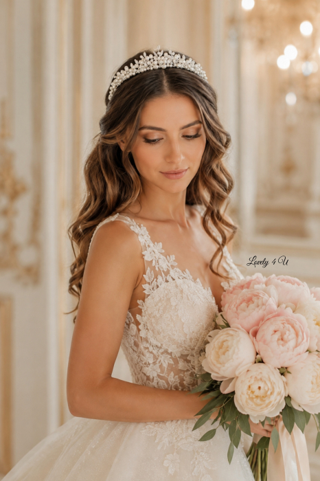 Coroniță mireasă cu perle și cristale si elemente Swarovski® IOLANDA - coronita handmade [6]
