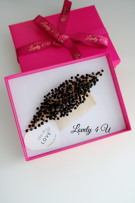 Accesorii de par realizate in Romania, Accesorii de par handmade, Accesorii de par personalizate, PIEPTAN NASA, DIADEMA NEAGRA, ACCESORIU PAR NEGRU, ACCESORII DE PAR NEGRE, ACCESORII , ACCESORII CU PERLE, DIADEMA CU PERLE, PIEPTAN CU CRISTALE NEGRE, BIJUTERII PAR , CORONITA, TIARA, PIEPTAN ELEGANT [6]