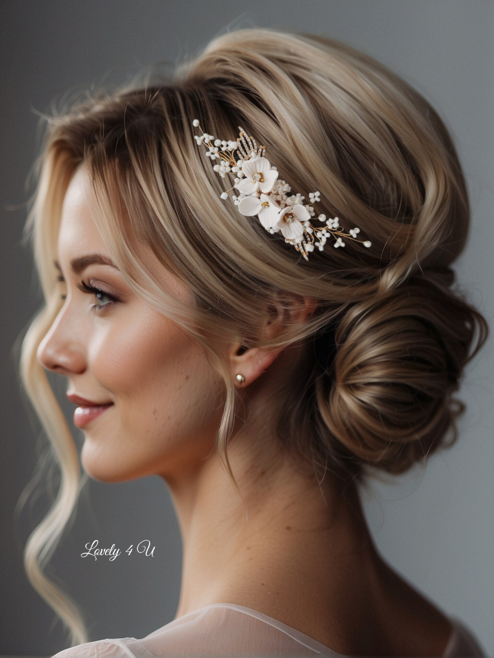 DARIA - accesoriu  auriu mireasa cu flori [6]