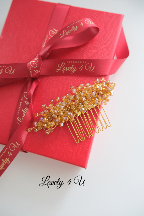 accesoriu de par bohemian, accesoriu de par,agrafa par mireasa, diadema aurie, diadema mireasa, nunta boho, pieptene de par mireasa, stil boho, Accesorii LOVELY 4 U, Accesorii aurii, FRUNZE AURII,GOLD [6]