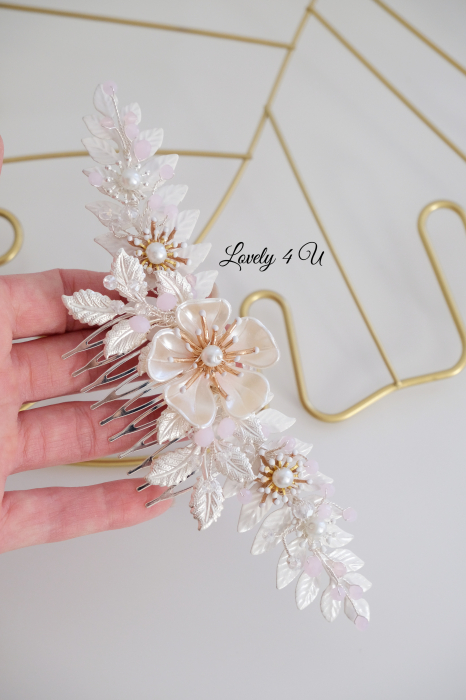 DIADEMA MIREASA, DIADEME CU FLORI MIREASA, ACCESORIU BOEM, diadema cu frunze [12]