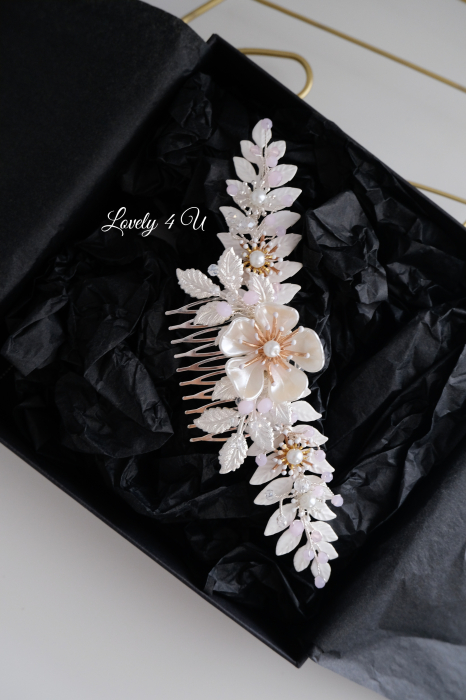 DIADEMA MIREASA, DIADEME CU FLORI MIREASA, ACCESORIU BOEM, diadema cu frunze [18]