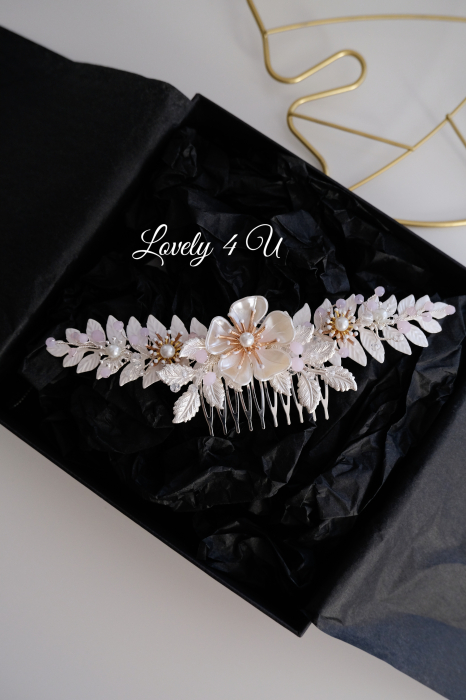 DIADEMA MIREASA, DIADEME CU FLORI MIREASA, ACCESORIU BOEM, diadema cu frunze [4]
