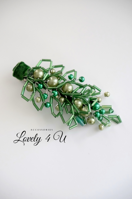 AGRAFA VERDE , CATIFEA VERDE , ACCESORII LOVELY 4 U, AGRAFA CU PERLE, verde, PERLE VEZI , ACCESORII LOVELY 4 U, CADOU CRACIUN, BIJUTERII CRACIUN, ACCESORII DE PAR, AGRAFA DE PAR, AGRAFA COC, ACCESORII vezi, BIJUTERII ROMANIA, REALIZATE IN ROMANIA, [5]