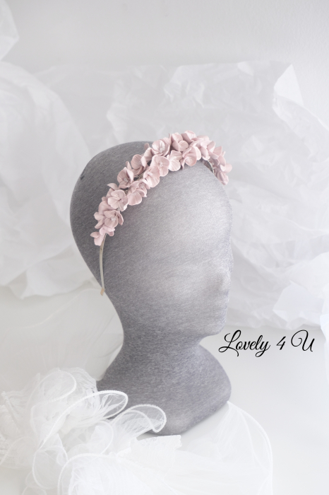 Diadema mireasa cu flori Lovely 4 U, Tiara cu flori, Tiara mireasa cu flori, coronițe cu flori mireasa, bijuterii mireasa, diadema mireasa cu flori roz, Tiara, coronițe mireasa 2023, flori polimer, Flori portelan [9]