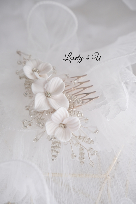 Pieptăn mic mireasa, accesoriu mic mireasa, accesoriu boem mireasa, bijuterii mireasa, ACCESORII LOVELY 4 U, ACCESORII 2023, AGRAFA COC MIREASA, DIADEMA MIREASA, ACCESORIU CU FLORI MIREASA, TIARA, MIC [11]
