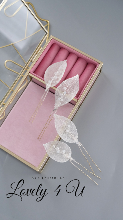 ALEXIA - Agrafe cu frunze argintii și cristale Swarovski [6]