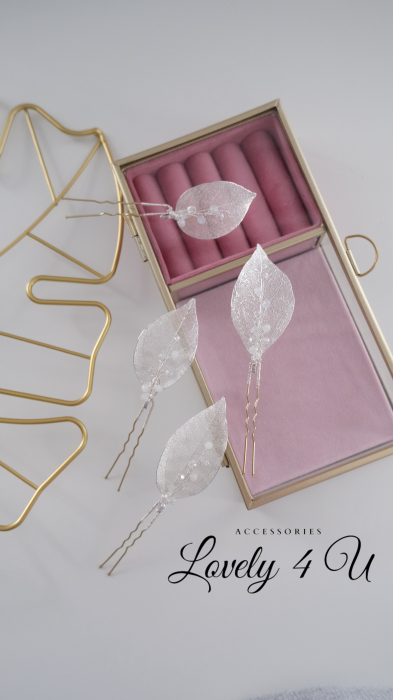 ALEXIA - Agrafe cu frunze argintii și cristale Swarovski [5]