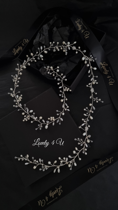 ACCESORIU LUNG MIREASA, GHIRLANDA MIREASA, ACCESORII LUNGI MIRESE, BIJUTERII PAR MIRESE, ACCESORII LOVELY 4 U, DIADEMA MIREASA, CORONITA MIREASA, TIARA MIREASA, ACCESORIU LUNG CU PERLE, ACCESORII2023 [4]