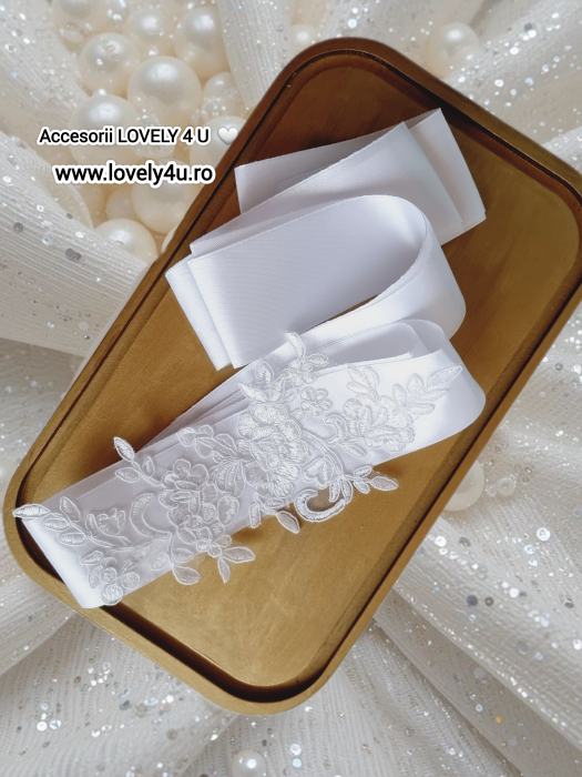 Accesorii Lovely 4 u, Accesorii talie mireasa, Cordon mireasa, Esarfa pentru dezgatit, Accesorii mireasa dezgatit, Esarfe mireasa, Esarfa dezgatitul miresei, Bentita mireasa, Coronita mireasa,  Tiara [2]