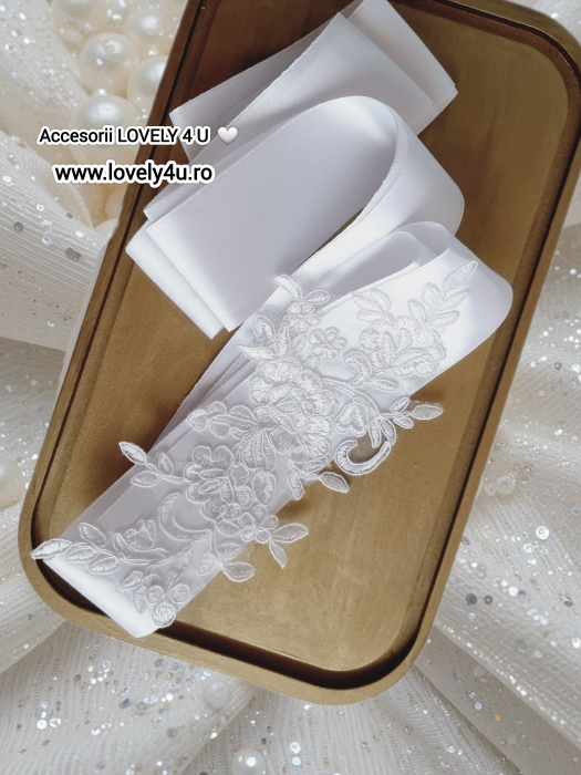 Accesorii Lovely 4 u, Accesorii talie mireasa, Cordon mireasa, Esarfa pentru dezgatit, Accesorii mireasa dezgatit, Esarfe mireasa, Esarfa dezgatitul miresei, Bentita mireasa, Coronita mireasa,  Tiara [3]