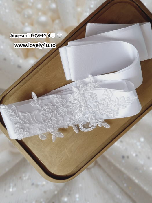 Accesorii Lovely 4 u, Accesorii talie mireasa, Cordon mireasa, Esarfa pentru dezgatit, Accesorii mireasa dezgatit, Esarfe mireasa, Esarfa dezgatitul miresei, Bentita mireasa, Coronita mireasa,  Tiara [5]