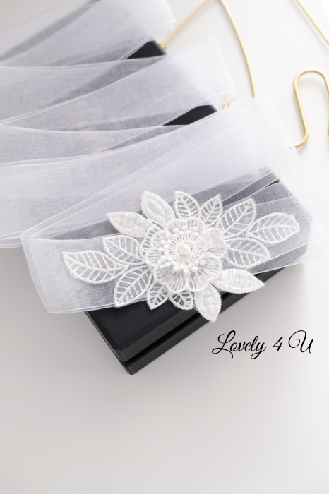 Accesorii Lovely 4 u, Accesorii talie mireasa, Cordon mireasa, Esarfa pentru dezgatit, Accesorii mireasa dezgatit, Esarfe mireasa, Esarfa dezgatitul miresei, Bentita mireasa, Coronita mireasa, [2]