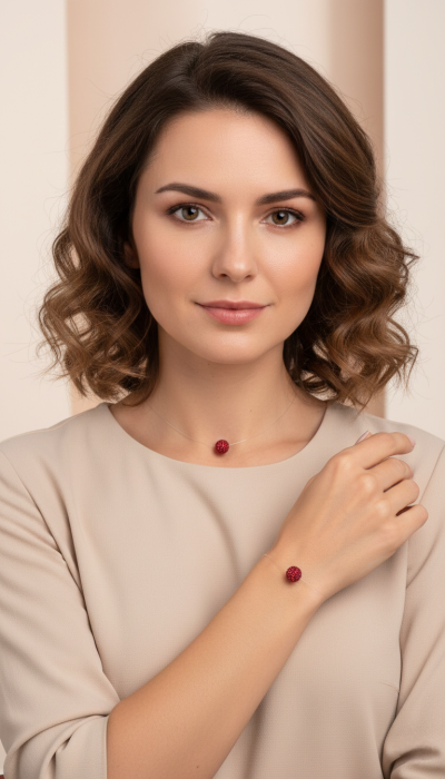 FLOATING PEARL # Shamballa – AURA SET cu perlă plutitoare roșie pe fir invizibil, handmade LOVELY 4 U [3]