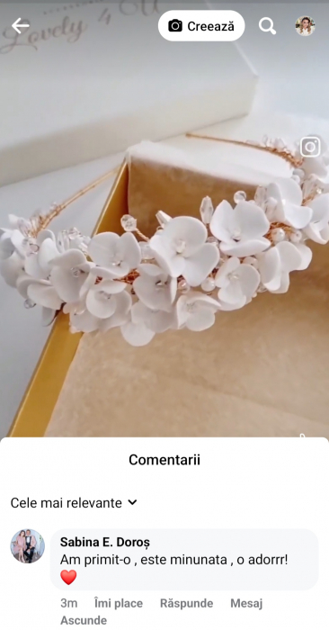 Accesorii par mireasa, Accesorii Luvely 4 U, CORONITA CU FLORI, TIARA CU FLORI, TIARA MIREASA, CORONITA MIREASA AURIE, CORONITA MIREASA SWAROVSKI Bijuterii par mireasa, [20]