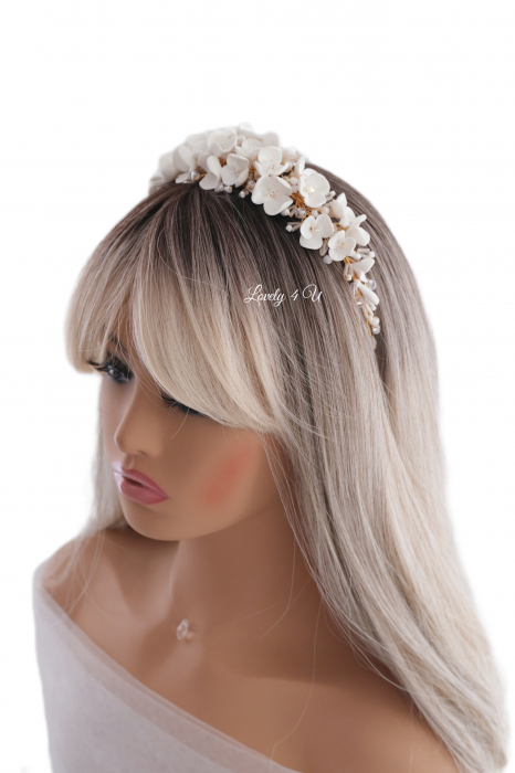 Accesorii par mireasa, Accesorii Luvely 4 U, CORONITA CU FLORI, TIARA CU FLORI, TIARA MIREASA, CORONITA MIREASA AURIE, CORONITA MIREASA SWAROVSKI Bijuterii par mireasa, [16]