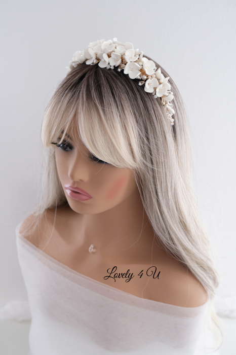 Accesorii par mireasa, Accesorii Luvely 4 U, CORONITA CU FLORI, TIARA CU FLORI, TIARA MIREASA, CORONITA MIREASA AURIE, CORONITA MIREASA SWAROVSKI Bijuterii par mireasa, [15]
