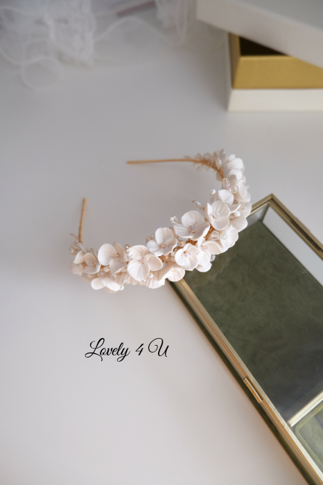 Accesorii par mireasa, Accesorii Luvely 4 U, CORONITA CU FLORI, TIARA CU FLORI, TIARA MIREASA, CORONITA MIREASA AURIE, CORONITA MIREASA SWAROVSKI Bijuterii par mireasa, [8]