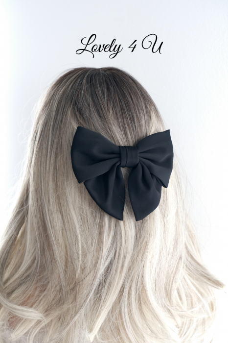 Fundă de păr supradimensionată, accesorii Lovely 4 U, accesorii, fundă supradimensionată, Fundiță de par eleganta, fundițe de par, fundă catifea, fundă mare de par neagră, funde mari, bijuterii de par [4]