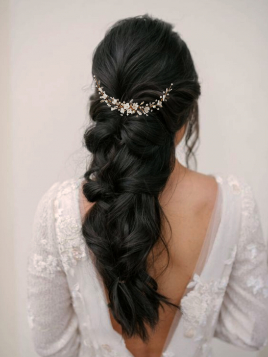 Diadema cu flori, Pieptan voal mireasa, Accesorii de păr mireasă, Accesorii nuntă, Accesorii voal mireasa, bijuterii păr mireasă, Diadema cu cristale, Diadema mireasa, Accesorii Lovely 4 U, Diadema cubic zirconia [4]