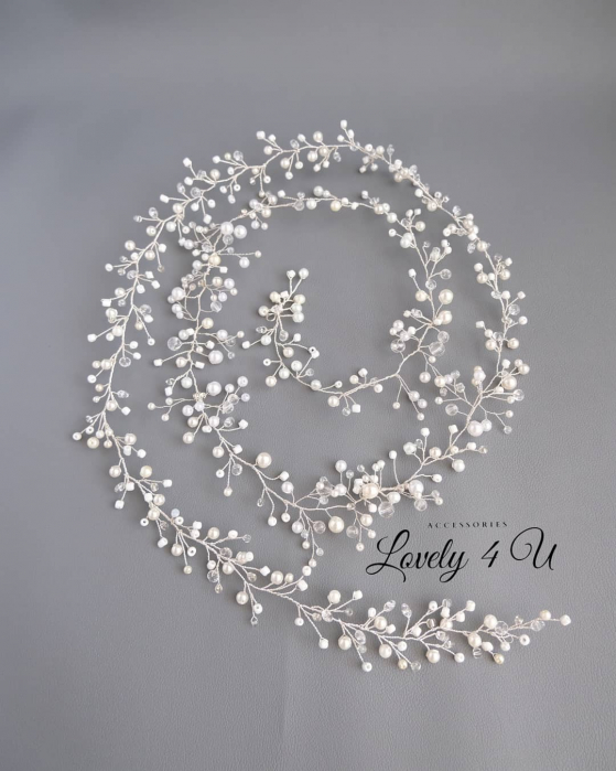 accesorii mireasa, accesoriu cu perle mireasa, accesoriu lung cu perle, accesoriu lung de par, accesoriu mireasa, bentita mireasa, ghirlanda par mireasa, CORONITA MIREASA, ACCESORII LOVELY 4 U, TIARA [3]