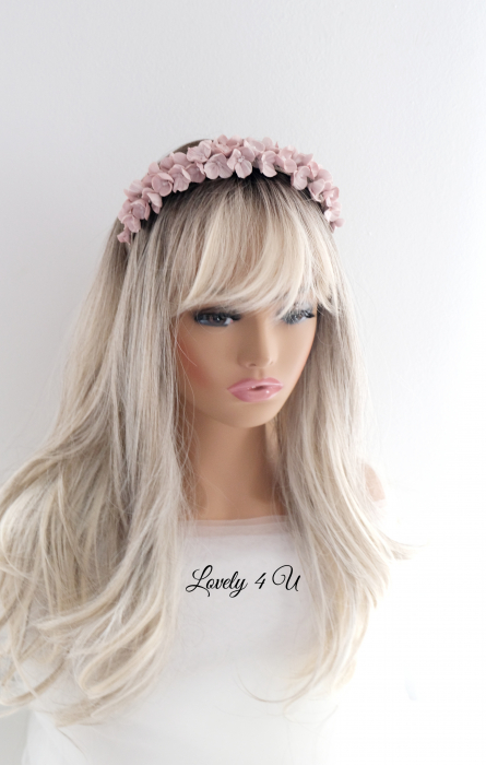 Diadema mireasa cu flori Lovely 4 U, Tiara cu flori, Tiara mireasa cu flori, coronițe cu flori mireasa, bijuterii mireasa, diadema mireasa cu flori roz, Tiara, coronițe mireasa 2023, flori polimer, Flori portelan [17]