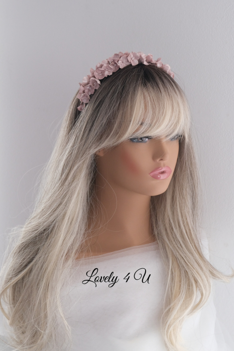 Diadema mireasa cu flori Lovely 4 U, Tiara cu flori, Tiara mireasa cu flori, coronițe cu flori mireasa, bijuterii mireasa, diadema mireasa cu flori roz, Tiara, coronițe mireasa 2023, flori polimer, Flori portelan [15]