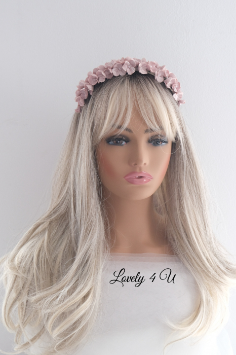 Diadema mireasa cu flori Lovely 4 U, Tiara cu flori, Tiara mireasa cu flori, coronițe cu flori mireasa, bijuterii mireasa, diadema mireasa cu flori roz, Tiara, coronițe mireasa 2023, flori polimer, Flori portelan [16]