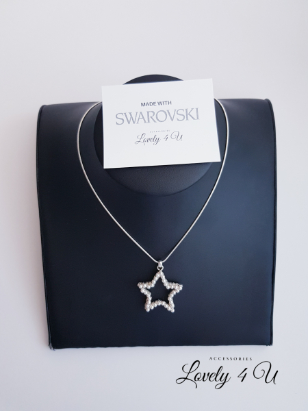 Lănțișor argint 925 cu pandantiv stea cu perle Swarovski [1]