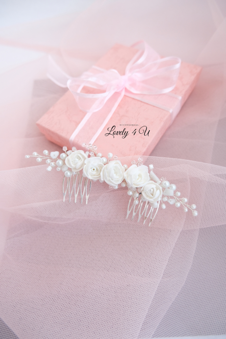 Diadema cu flori, Accesorii bujori, Bujori mireasa,accesorii par, accesorii par handmade, accesorii par mireasa, bijuterii mireasa, bijuterii par, diademe handmade, diademe mireasa, diademe perle, modele accesorii par, pieptan mireasa cu flori, piepteni par,  Accesoriu par mireasa cu flori, Bijuterii mireasa, Agrafa par mireasa, DIADEMA MIREASA, PIEPTAN VOAL MIREASA, ACCESORIU COC MIREASA, ACCESORII LOVELY 4 U [8]