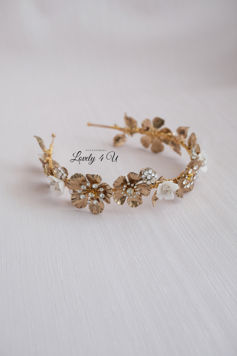 CORONITA MIREASA,CORONITA CU FLORI,DIADEMA MIREASA, DIADEMA , FLORI CIRES,  CORONITA CU FRUNZE AURII, BIJUTERII MIREASA, COAFURI MIREASA, ACCESORII PAR MIREASA, ACCESORII DE LUX MIREASA, SWAROVSKI [14]