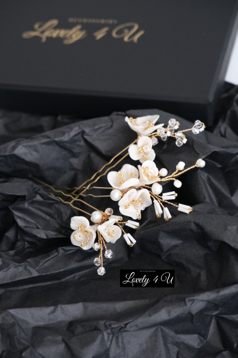 AGRAFE PAR MIREASA, AGRAFE CU FLORI MIREASA, PIN COC MIREASA, AGRAFE MIREASA, ACCESORII CU FLORI MIREASĂ, SET AGRAFE MIREASA, [9]