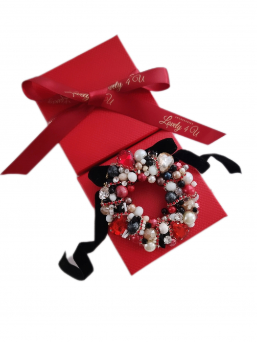 Bijuterii craciun, accesorii de craciun, accesorii de iarna, Acesorii LOVELY 4 U, CADOU SPECIAL, CADOU DE CRACIUN, CADOU pentru ea, CADOU de IARNA, BROSA CORONITA, CORONITA DE CRACIUN, CORONITA , CATIFEA [3]