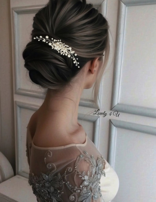 PIEPTAN MIREASA, DIADEMA MIREASA, ACCESORIU PAR MIREASA, ACCESORII DE PAR MIRESE, ACCESORII NUNTA, ACCESORII CU PERLE, DIADEMA CU PERLE, PIEPTAN VOAL MIREASA, BIJUTERII PAR MIREASA, CORONITA, TIARA [12]