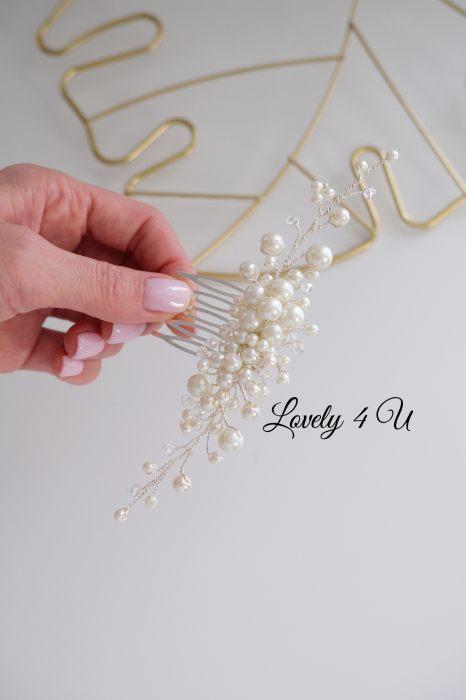 PIEPTAN MIREASA, DIADEMA MIREASA, ACCESORIU PAR MIREASA, ACCESORII DE PAR MIRESE, ACCESORII NUNTA, ACCESORII CU PERLE, DIADEMA CU PERLE, PIEPTAN VOAL MIREASA, BIJUTERII PAR MIREASA, CORONITA, TIARA [10]