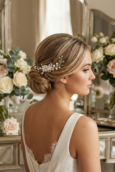 PIEPTAN MIREASA, DIADEMA MIREASA, ACCESORIU PAR MIREASA, ACCESORII DE PAR MIRESE, ACCESORII NUNTA, ACCESORII CU PERLE, DIADEMA CU PERLE, PIEPTAN VOAL MIREASA, BIJUTERII PAR MIREASA, CORONITA, TIARA [23]
