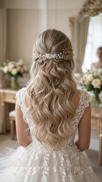 PIEPTAN MIREASA cu perle albe, DIADEMA MIREASA CU PERLE, ACCESORIU PAR MIREASA CU PERLE, ACCESORII DE PAR MIRESE, ACCESORII NUNTA, ACCESORII CU PERLE, DIADEMA CU PERLE, PIEPTAN VOAL MIREASA, BIJUTERII PAR MIREASA, CORONITA, TIARA, AGRAFA COC MIREASA. ACCESORIU MIC MIREASA, ACCESORIU VOAL MIREASA [10]