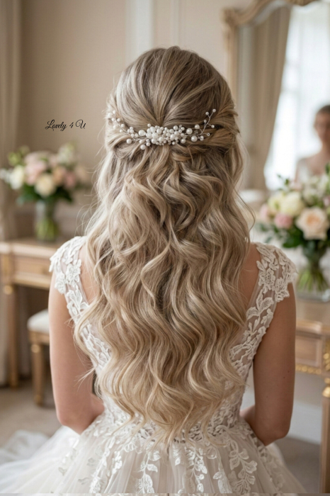 PIEPTAN MIREASA cu perle albe, DIADEMA MIREASA CU PERLE, ACCESORIU PAR MIREASA CU PERLE, ACCESORII DE PAR MIRESE, ACCESORII NUNTA, ACCESORII CU PERLE, DIADEMA CU PERLE, PIEPTAN VOAL MIREASA, BIJUTERII PAR MIREASA, CORONITA, TIARA, AGRAFA COC MIREASA. ACCESORIU MIC MIREASA, ACCESORIU VOAL MIREASA [6]
