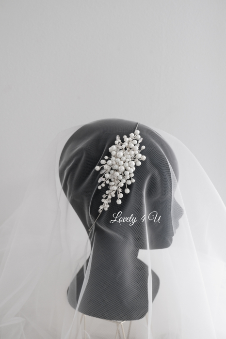 Coronita asimetrica, diadema asimetrica mireasa, tiara cu perle, coronita mireasa asimetrica cu perle,  tiara mireasa, coronita cu perle, bijuterii cu perle, accesorii LOVELY 4 U, Accesorii 2024, mireasa 2024, bijuterii 2024, Bentita, [12]
