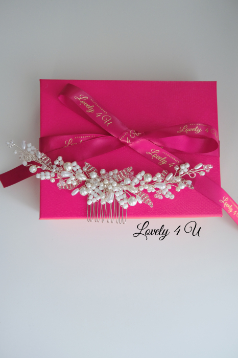 DIADEMA MIREASA / accesorii par mirese,  accesorii nunta, accesorii par mireasa, accesorii handmade, accesorii nunta, accesorii par mireasa, accesoriu par cu frunzulite, accesoriu par desfacut mireasa, aranjamente par, bijuterii mireasa, bijuterii par, [14]