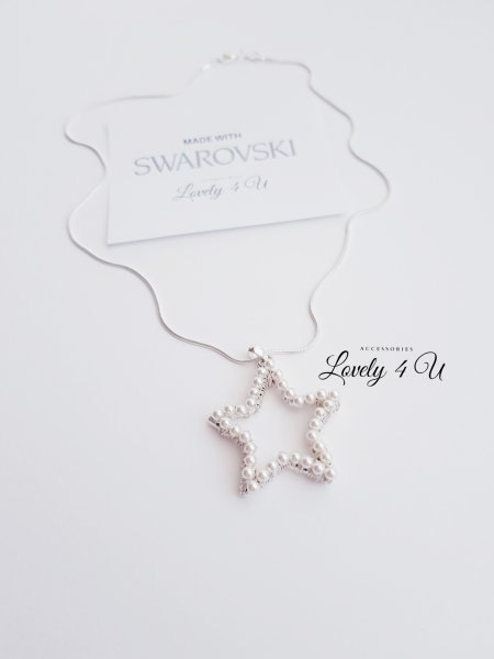 SWAROVSKI, CADOU CRACIUN, BIJUTERII CRACIUN, ACCESORII ELEGANTE, ARGINT925, ARGINT, PERLE SWAROVSKI, STEA BIJUTERII SCTEA, COLIER STEA, COLIER ARGINT 925, PERLE, IVORY, SILVER,ACCESORII LOVELY 4 U, [6]