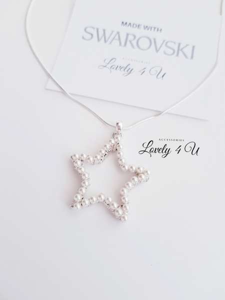 Lănțișor argint 925 cu pandantiv stea cu perle Swarovski [3]
