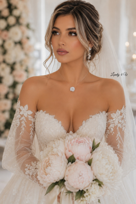 LARY – Colier Mireasă cu Fir Transparent și Floare Handmade | Bijuterie Bridal Delicată LOVELY 4 U [7]