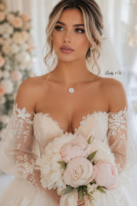 LARY – Colier Mireasă cu Fir Transparent și Floare Handmade | Bijuterie Bridal Delicată LOVELY 4 U [6]