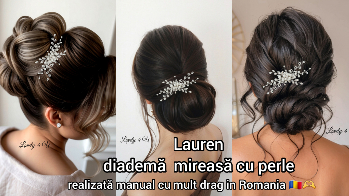 PIEPTAN MIREASA, DIADEMA MIREASA, ACCESORIU PAR MIREASA, ACCESORII DE PAR MIRESE, ACCESORII NUNTA, ACCESORII CU PERLE, DIADEMA CU PERLE, PIEPTAN VOAL MIREASA, BIJUTERII PAR MIREASA, CORONITA, TIARA [20]