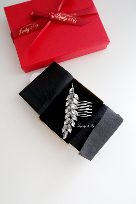 Agrafa de par cu pietricele, Accesoriu funza, Pieptan mic mireasa, Accesorii par mireasa, Bijuterii par mireasa , Accesorii 2023, Agrafa coc mireasa, Agrafa pentru prins lateral, Accesorii pentru coafuri cu parul defacut, Pieptan voal mireasa, Pietricele alungite [5]